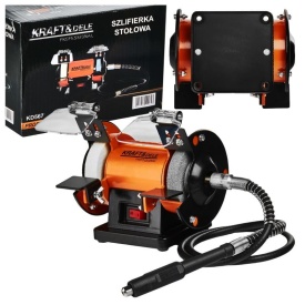 Polizor de banc KraftDele KD567, 250W, cu 2 pietre abrazive P36 și P80, pentru ascuțire, curățare și șlefuire uscată - Img 2
