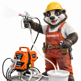 Pompa de vopsit airless cu piston KraftDele KD1744, 1500W, 220 bar, debit până la 1,5 l/min