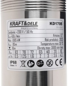 Pompa submersibilă cu șurub KraftDele KD1705, 0,85 kW, 85 m, 50 l/min, 100 mm, pentru apă curată și sisteme hidrofor - Img 5