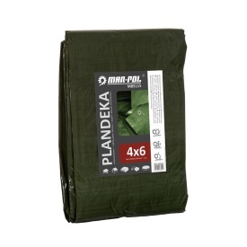 Prelată acoperire Mar-Pol 4x6 m, verde, HDPE 120 g/mp, cu capse metalice și colțuri întărite