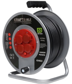Prelungitor electric pe tambur KraftDele KD4022, 50 m, 4 prize 230 V cu împământare, cablu 3x2,5 mm, pentru grădină și atelier - Img 3