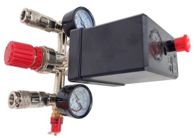 Presostat compresor 400V MaxRom cu 2 manometre, regulator și 2 cuple rapide, presiune reglabilă 3-12,5 bar - Img 5