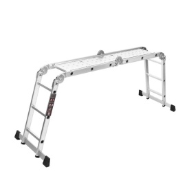 Scară articulată din aluminiu cu platformă KraftDele KD4070, 4x3 trepte, înălțime maximă 346 cm - Img 9