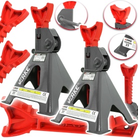 Set capre auto atelier VERKE 3T, 2 bucăți, cu blocare pe clichet și înălțime reglabilă 285-425 mm