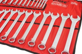 Set chei combinate fixe-inelare 6-32 mm, 25 piese, din oțel crom-vanadiu, cu etui rulabil, MaxRom - Img 10