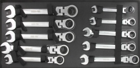 Set chei fixe-combinate cu clichet Mar-Pol 22 piese, 6-32 mm, chei îndoite din oțel CrV, în valiză - Img 3