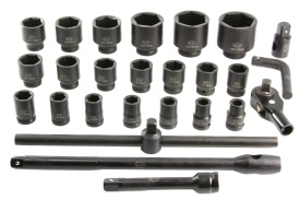 Set chei tubulare de impact Mar-Pol 26 piese, 3/4 inch si 1 inch, 6 si 12 puncte, Cr-Mo, cu clichet, prelungitoare si adaptor - Img 3