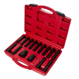Set profesional de tubulare și biți de impact 3/4" și 1" Mar-Pol, cu adaptoare și valiză pentru service și atelier