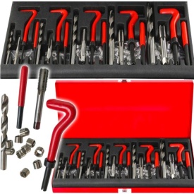 Set profesional pentru reparat filete 131 piese M5-M12 MaxRom, cu inserții filetate, burghie și tarozi HSS - Img 9