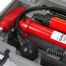Set redresare și întindere hidraulică 10T Mar-Pol M80410BJC, cu pompă, accesorii și valiză cu roți - Img 5