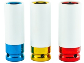 Set tubulare de impact pentru jante din aluminiu VERKE, 3 piese 17/19/21 mm, 1/2 inch, protecție pentru jantă - Img 2