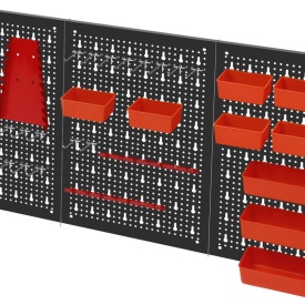 Tablică metalică pentru unelte KraftDele KD11898, 120 x 60 cm, 3 panouri, cu accesorii pentru organizare atelier - Img 3