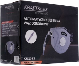 Tambur automat cu furtun de grădină KraftDele KD2083 – 20m + 2m, 1/2 inch, Montaj pe perete, Carcasă PP, Presiune 24 bar - Img 11
