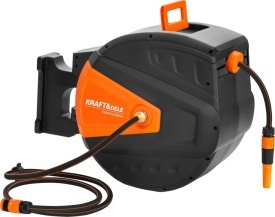 Tambur automat furtun grădină 40m + 2m KraftDele KD2155 – 1/2”, montaj perete, blocare lungime, retragere controlată - Img 9