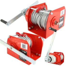 Troliu manual cu sufă 500kg MAR-POL M80745 – lungime cablu 40m, diametru 6.3mm, cârlig cu siguranță