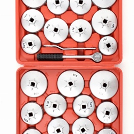 Trusă chei pentru filtre de ulei 23 piese KraftDele KD10501, cu 21 adaptoare, clichet 1/2 și cheie inelară 27 mm - Img 2