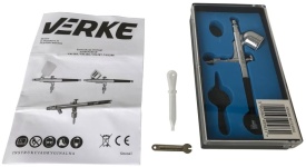 Aerograf de precizie VERKE AB-130, pistol pentru vopsire fină și retușuri, duză 0,3 mm, rezervor 7 ml - Img 7