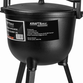 Ceaun din fontă 10L KraftDele KD4187, ceaun cu capac și picioare detașabile pentru gătit la foc deschis - Img 2