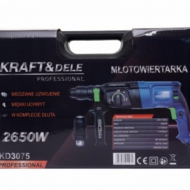 Ciocan rotopercutor KraftDele KD3075 2650W SDS+ cu 3 moduri de lucru, LED și funcție de dăltuire - Img 10