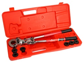 Cleşte hidraulic manual pentru sertizat ţevi PEX Mar-Pol 6T, 16-26 mm, matriţe U şi TH, cap rotativ 360°