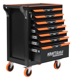 Dulap mobil pentru scule KraftDele KD1079 – cărucior atelier cu 7 sertare, blat metalic și raft lateral - Img 4