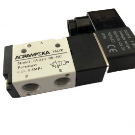 Electrovalva pneumatica 3 cai (o intrare si 2 iesiri) pentru control aer/lichide filet 1/4" NC (Normal-Inchis) 220V 3V210-08 CH147 - Img 2