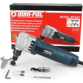 Foarfecă electrică pentru tablă Mar-Pol M79301, cu matrițe pentru tablă cutată și plată, corp metalic și valiză - Img 12
