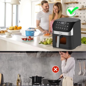 Friteuză cu aer cald fără ulei KraftDele KD4108, 6L, 2000W, display LED, 10 programe, temperatură reglabilă 80-200°C - Img 5