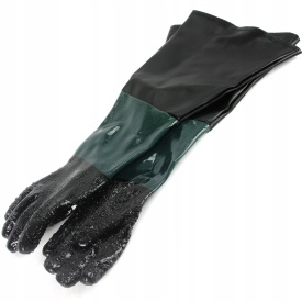 Mănuși lungi pentru sablare KraftDele 60 cm, din cauciuc gros și piele ecologică, aderență ridicată pentru protecție și control - Img 3