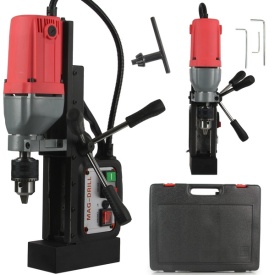 Mașină de găurit cu talpă magnetică 1200W MAR-POL M79220 – forță de prindere 13000N, mandrină 1.5-16mm, valiză transport inclusă