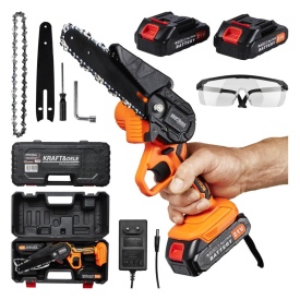 Mini fierăstrău cu lanț cu acumulator KraftDele KD10626, 6 inch, 21V, 2 baterii, valiză transport - Img 2