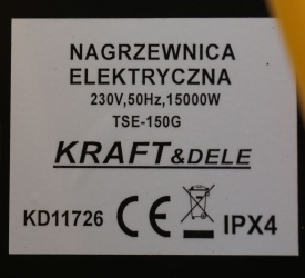 Nagrzewnica electrică industrială KraftDele KD11726, 15 kW, cu termostat, alimentare 380-400 V, pentru încălzire eficientă - Img 7