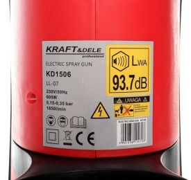 Pistol electric de vopsit cu compresor KraftDele KD1506, 600W, rezervor 1000 ml, duză 1,8 mm - Img 12