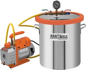Pompă de vid cu cameră vacuum KraftDele KD11785 – set degazare rășini și climatizare