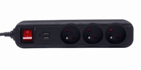 Prelungitor electric KraftDele KD4031 cu 3 prize, 2 porturi USB și cablu 1,5 m, cu protecție la suprasarcină - Img 5
