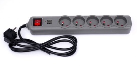 Prelungitor electric KraftDele KD4034, 3 m, cu 5 prize și 2 porturi USB, protecție la suprasarcină - Img 2