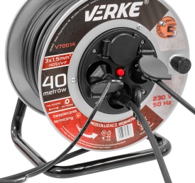 Prelungitor electric pe tambur din oțel 40 m, 4 prize, cablu cupru 3x1,5 mm², protecție termică MaxRom - Img 4