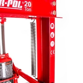 Presă hidraulică Mar-Pol M80400, 20 tone, cu raft de lucru reglabil pe 6 poziții și plăci din fontă incluse - Img 8