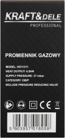 Radiantă pe gaz 4,5 kW KraftDele KD11311, cu montare pe butelie și reglaj continuu al încălzirii - Img 12