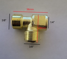 Ramificatie tip T din alama ptr. compresor 3/8" - 3/8" - 1/4" NR.1150