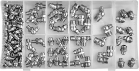 Set 110 nipluuri de ungere și smarowniczki KraftDele KD10507, M6/M8/M10, drepte, 45° și 90°, în cutie organizatoare - Img 4