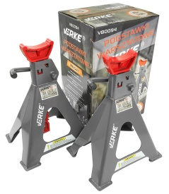 Set capre auto atelier VERKE 6T, 2 bucăți, suporturi reglabile cu blocare pe clichet, înălțime 408-600 mm - Img 11