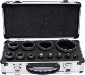 Set carote diamantate KraftDele KD11227, 12 piese, 6-68 mm, cu valiză și adaptor pentru găurire umedă în gresie și ceramică - Img 5