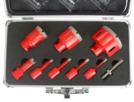 Set carote diamantate Mar-Pol M22594 Rapid Long-Life 6–68 mm, filet M14 cu adaptor hex, pentru gresie, faianță, klinker și piatră - Img 5