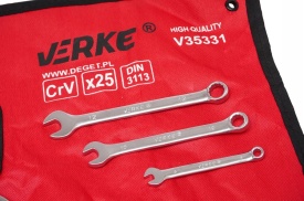 Set chei combinate fixe-inelare 6-32 mm din oțel crom-vanadiu, finisaj polisat, în husă rulabilă, MaxRom V35331 - Img 4