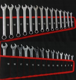 Set chei combinate și inelare Mar-Pol 47 piese din oțel Chrome Vanadium, cu etui rulabil pentru atelier și uz universal - Img 9