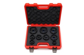 Set chei și capete pentru piulițe inelare KM4-KM12 KraftDele KD12536, 9 piese pentru montaj și demontaj