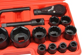 Set chei tubulare Mar-Pol 26 piese, 3/4 inch și 1 inch, 6 și 12 colțuri, pentru atelier auto și lucrări grele - Img 2