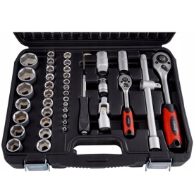 Set chei tubulare MaxRom 94 piese cu trusă de transport, clichet, prelungitoare și capete 1/4 și 1/2 pentru service auto și atelier - Img 4