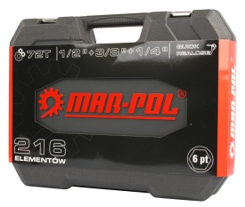 Set chei tubulare și biți Mar-Pol 216 piese CrV, cu clichet 72 dinți, trusă completă pentru atelier și garaj - Img 4